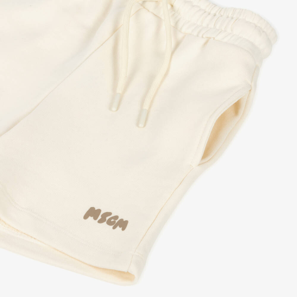 MSGM-Boys Soft Ivory Jersey Shorts | Childrensalon Outlet