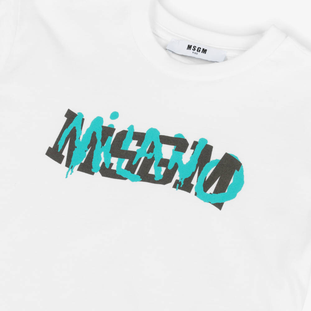 MSGM-Boys Soft White Jersey Tee | Childrensalon Outlet