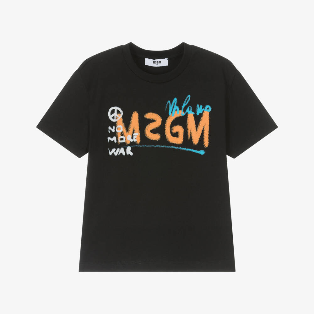 MSGM-Boys Stylish Black Graphic Tee | Childrensalon Outlet