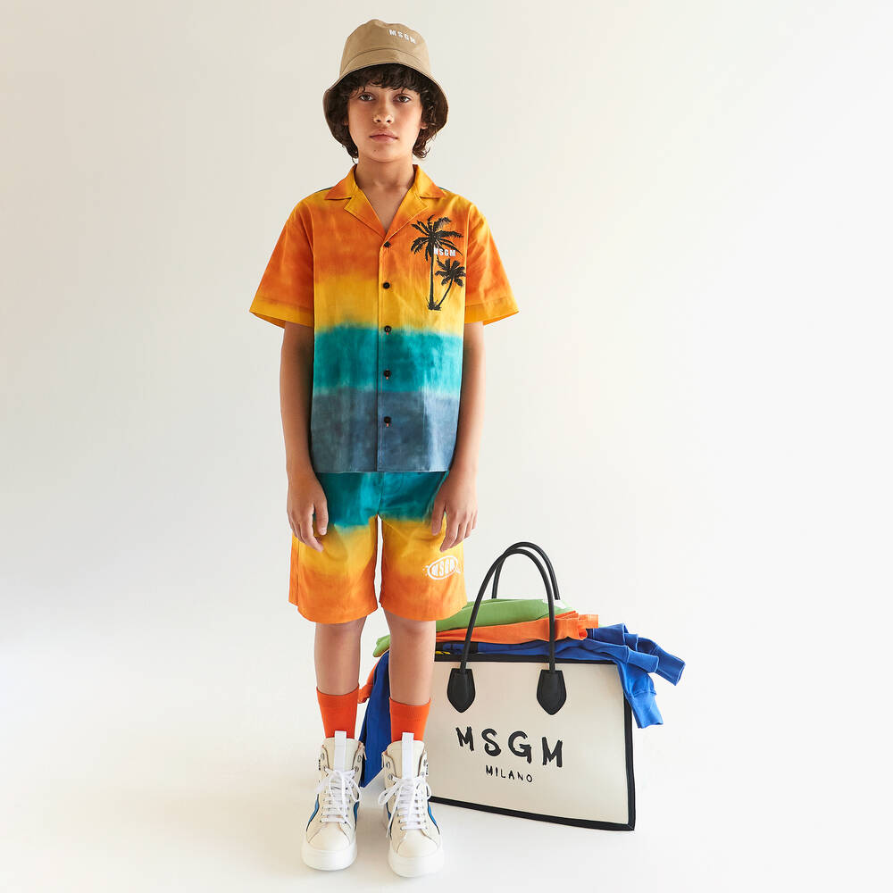 MSGM-Boys Sunset Orange Bermuda Shorts | Childrensalon Outlet