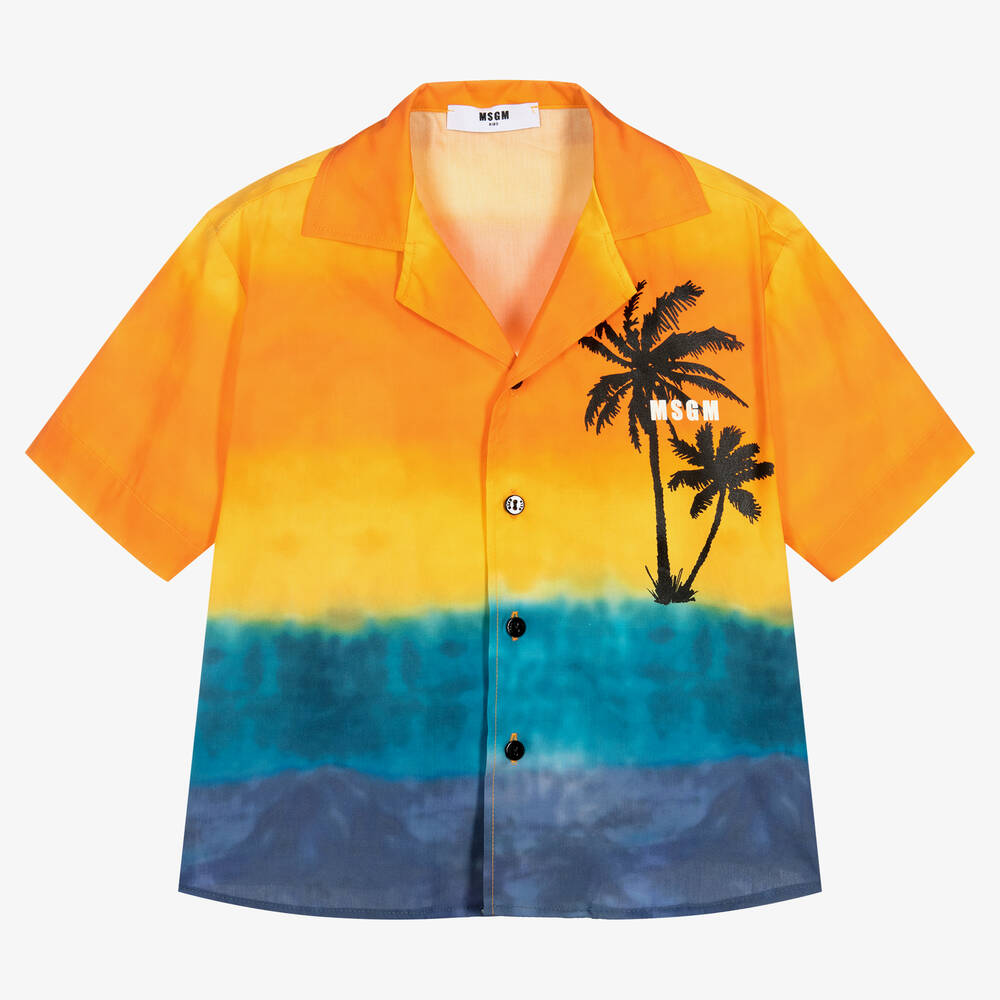 MSGM - Boys Sunset Orange Cotton Shirt | Childrensalon