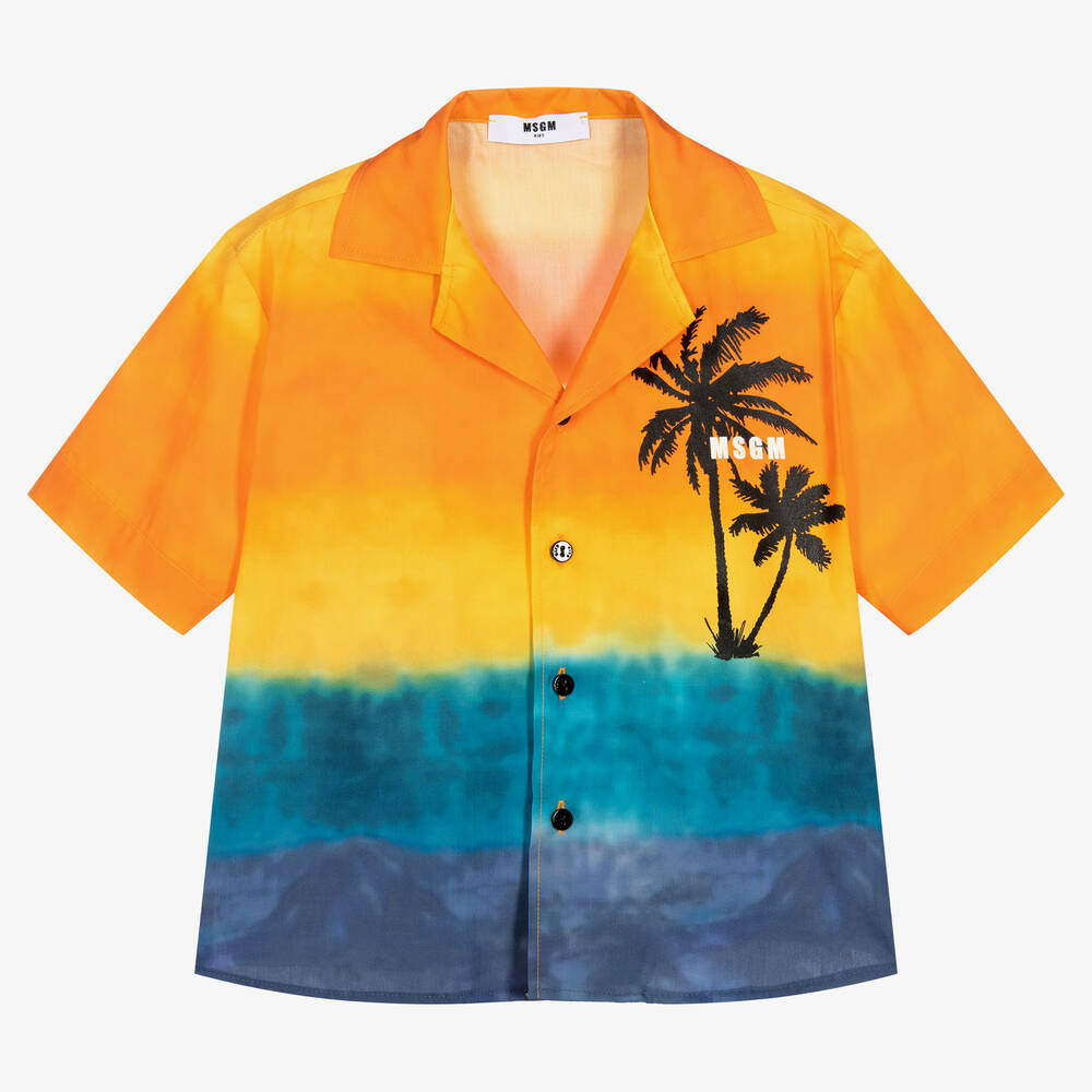 MSGM-Оранжевая хлопковая рубашка | Childrensalon Outlet