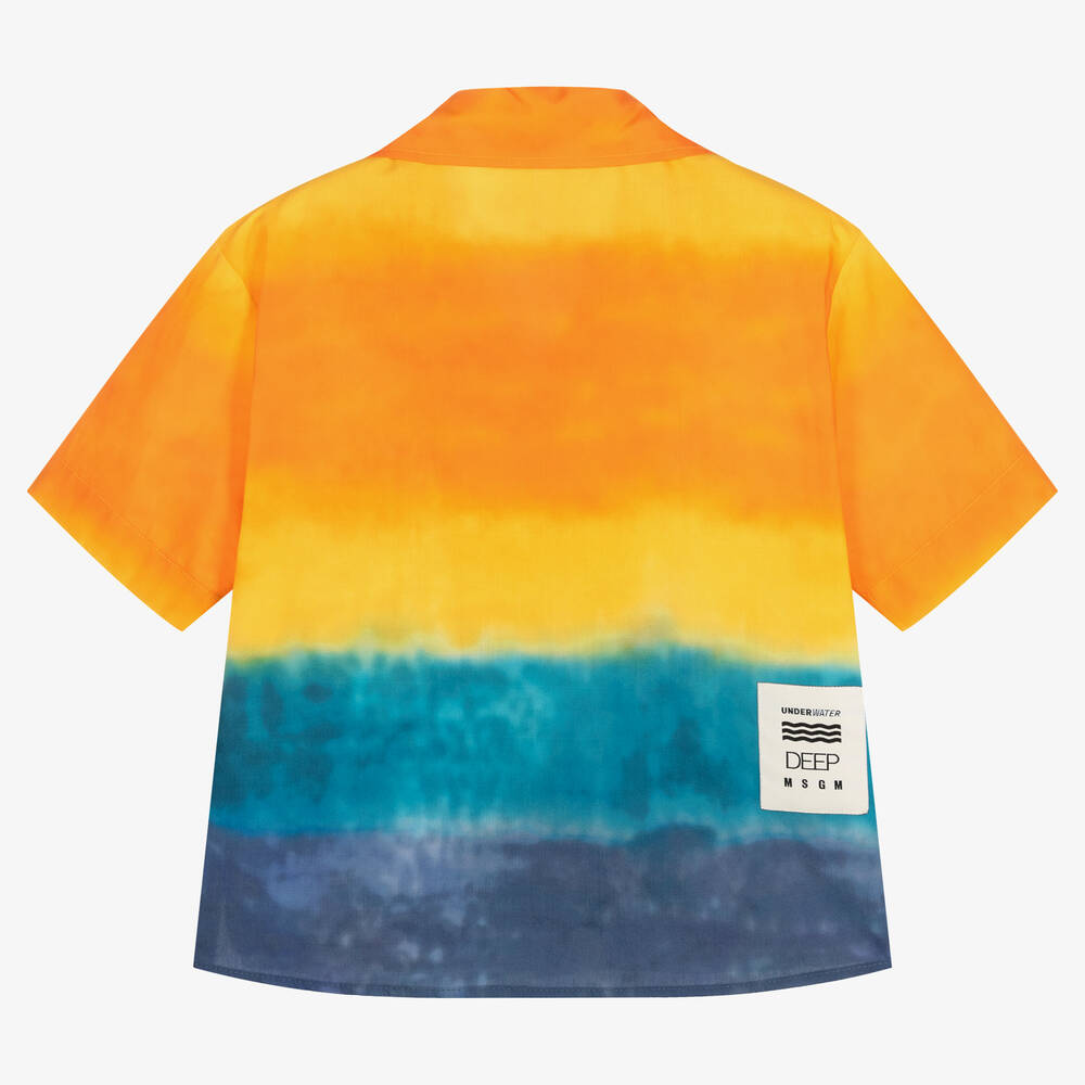 MSGM-قميص قطن بوبلين لون برتقالي للأولاد | Childrensalon Outlet