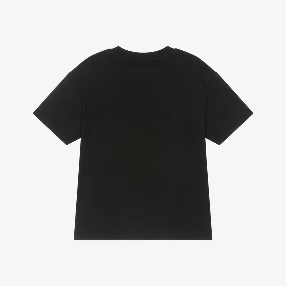 MSGM-Boys Varsity Black Cotton Tee | Childrensalon Outlet