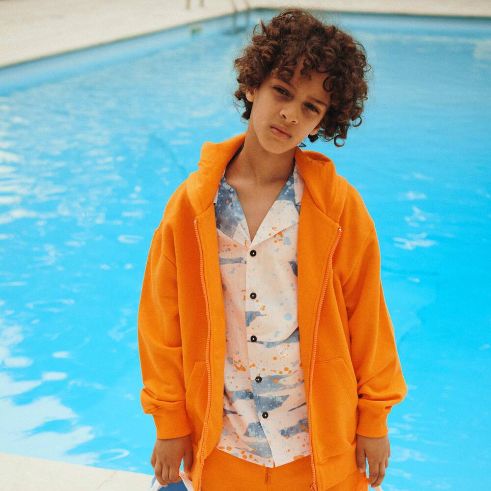 MSGM-Рубашка ярко-синяя и оранжевая для мальчиков | Childrensalon Outlet