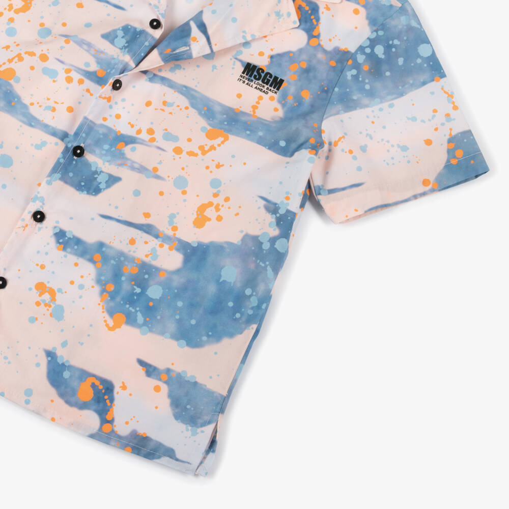 MSGM-Рубашка ярко-синяя и оранжевая для мальчиков | Childrensalon Outlet