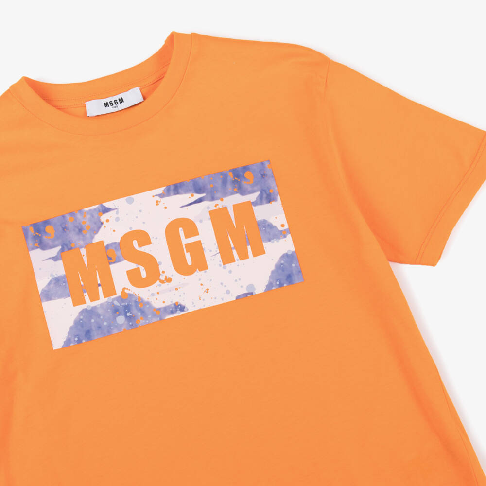 MSGM-Яркая хлопковая футболка с логотипом на груди для мальчиков | Childrensalon Outlet