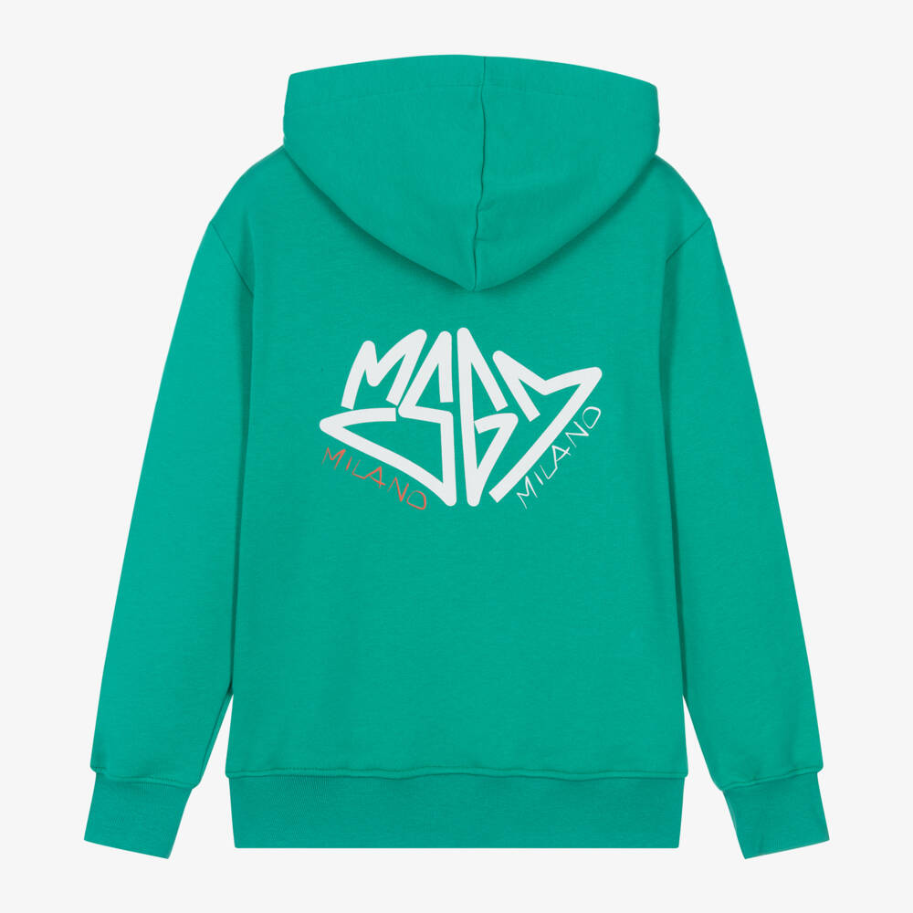 MSGM-Boys Vibrant Green Hooded Sweatshirt | Childrensalon Outlet