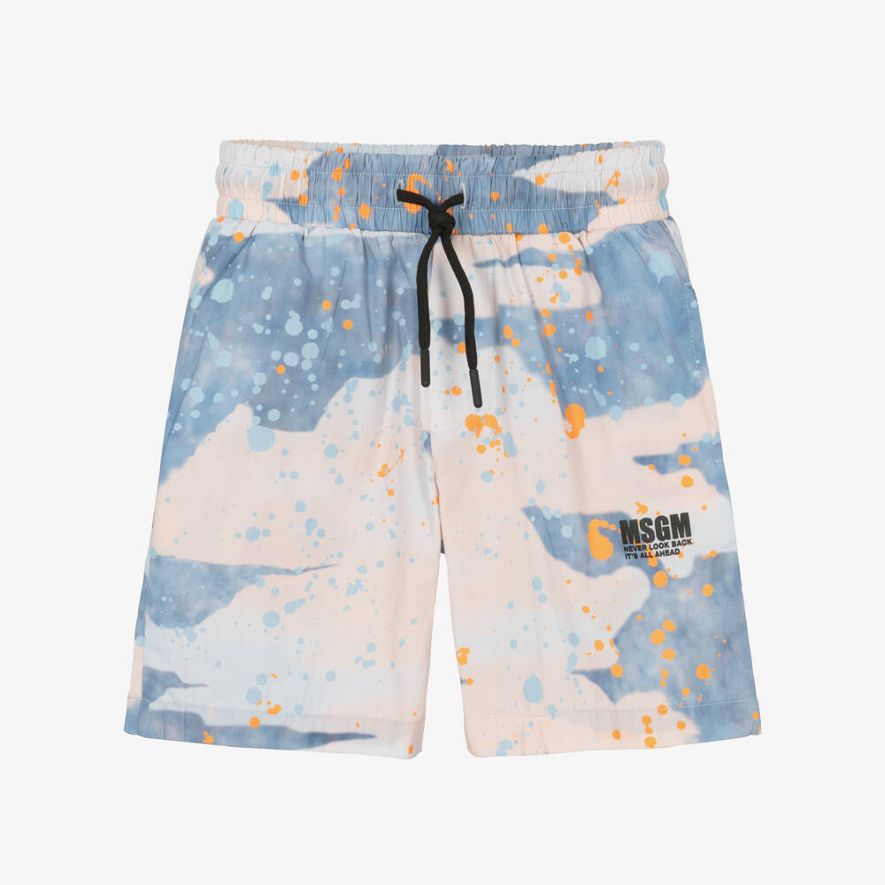 MSGM-Boys Vivid Blue & Orange Shorts | Childrensalon Outlet