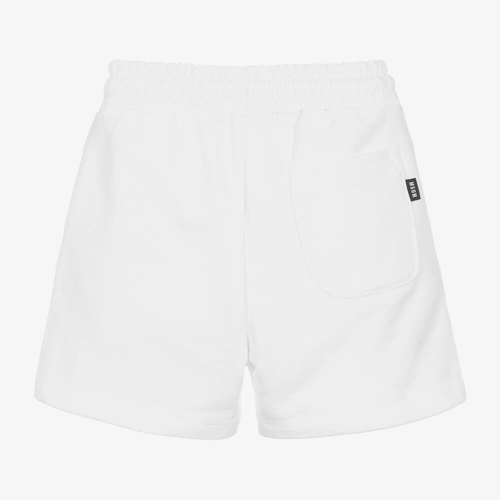 MSGM-Boys White Cotton Logo Shorts | Childrensalon Outlet
