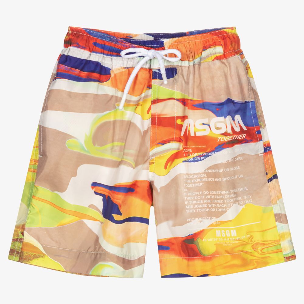 MSGM - Boys Yellow Logo Swim Shorts | Childrensalon