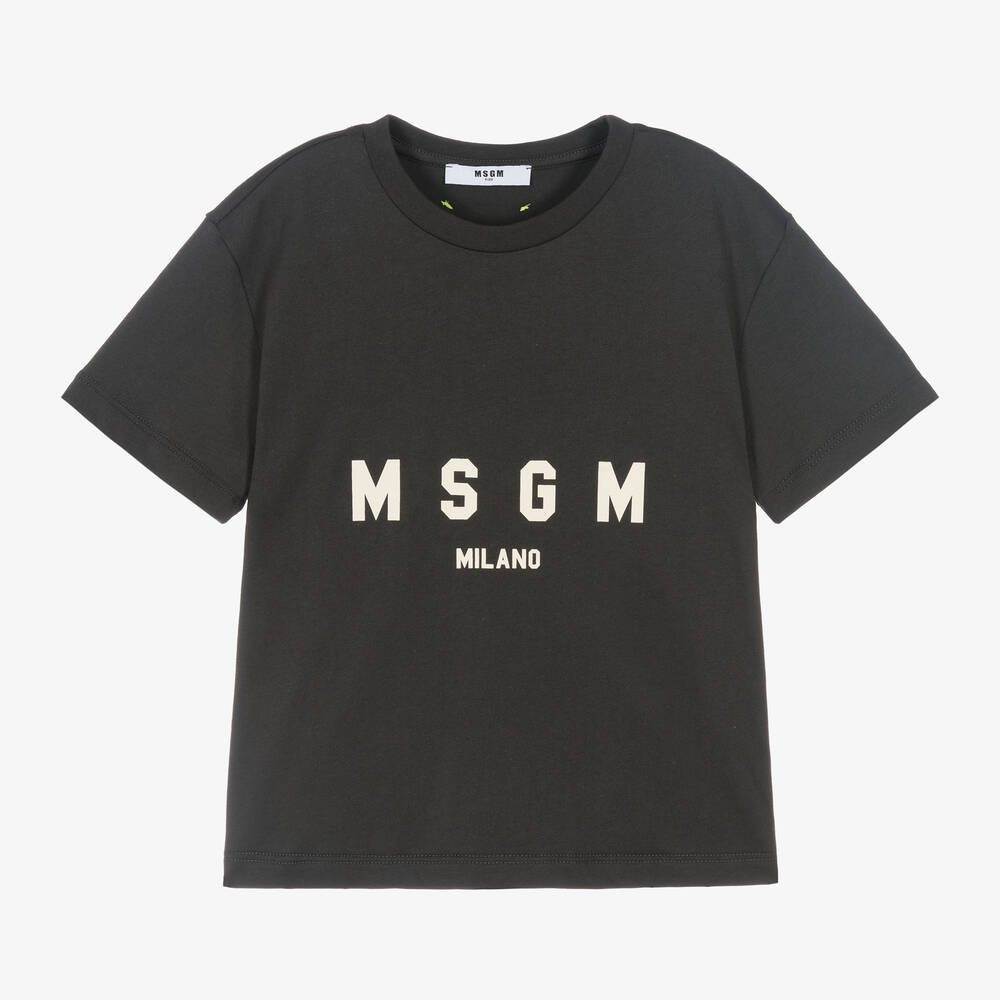MSGM-Dark Grey Cotton T-Shirt | Childrensalon Outlet