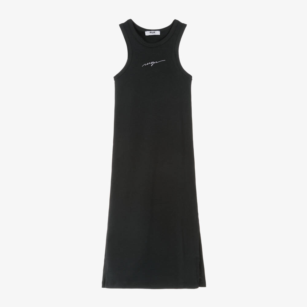 MSGM-Girls Ankle-Length Black Jersey Dress | Childrensalon Outlet