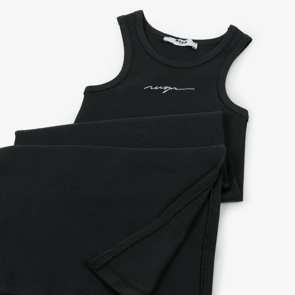MSGM-Girls Ankle-Length Black Jersey Dress | Childrensalon Outlet