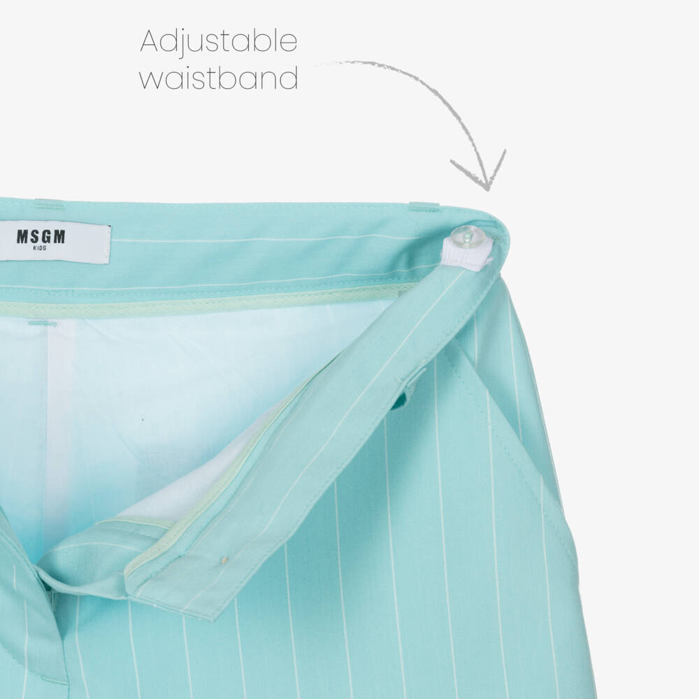 MSGM-Girls Aqua Striped Wide-Leg Trousers | Childrensalon Outlet