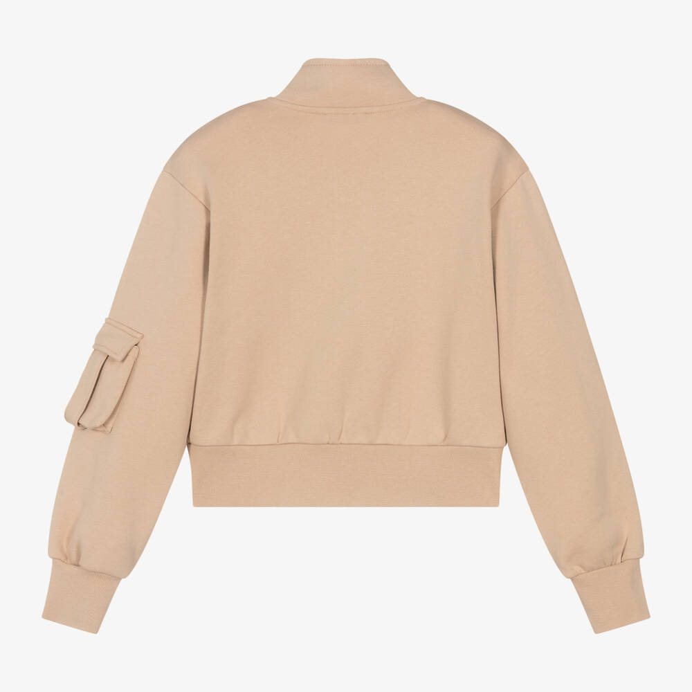 MSGM-Girls Beige Cotton Utility Jacket | Childrensalon Outlet