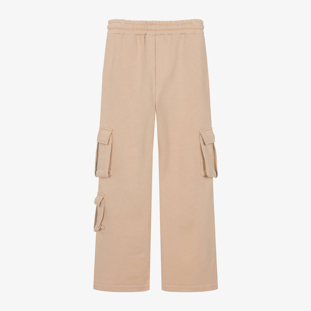 MSGM-Girls Beige Cotton Utility Trousers | Childrensalon Outlet
