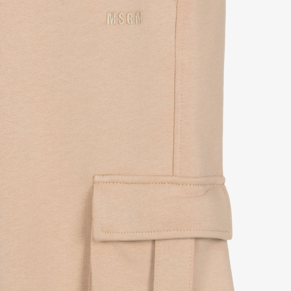 MSGM-Girls Beige Cotton Utility Trousers | Childrensalon Outlet