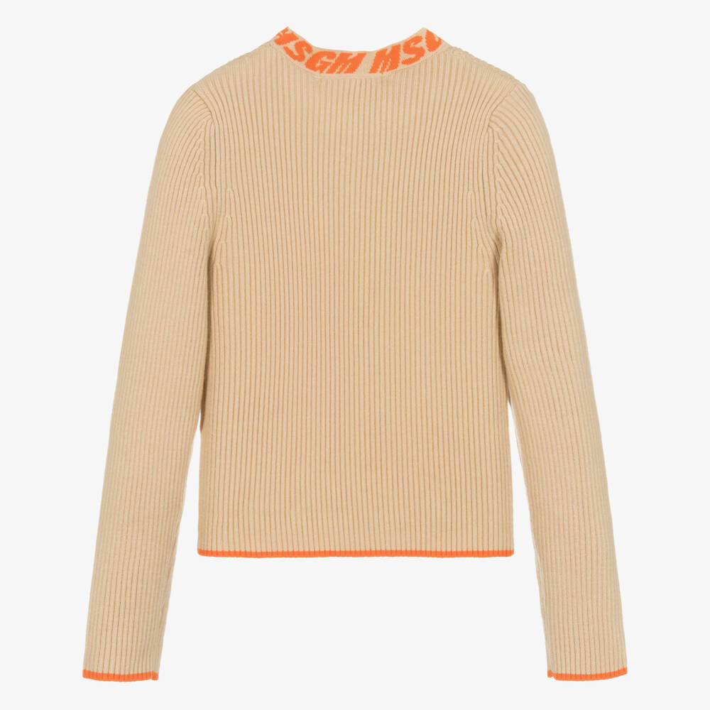 MSGM-Бежевый вязаный джемпер для девочек | Childrensalon Outlet