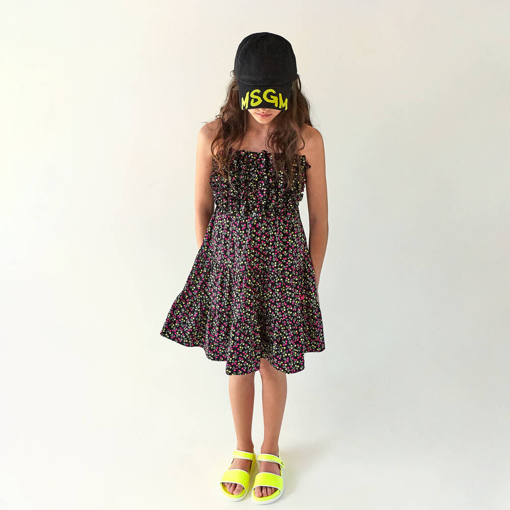 MSGM-Girls Black Cherry Cotton Dress | Childrensalon Outlet