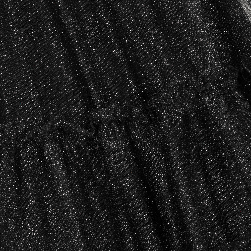 MSGM-Girls Black Cotton & Glittery Tulle Dress | Childrensalon Outlet