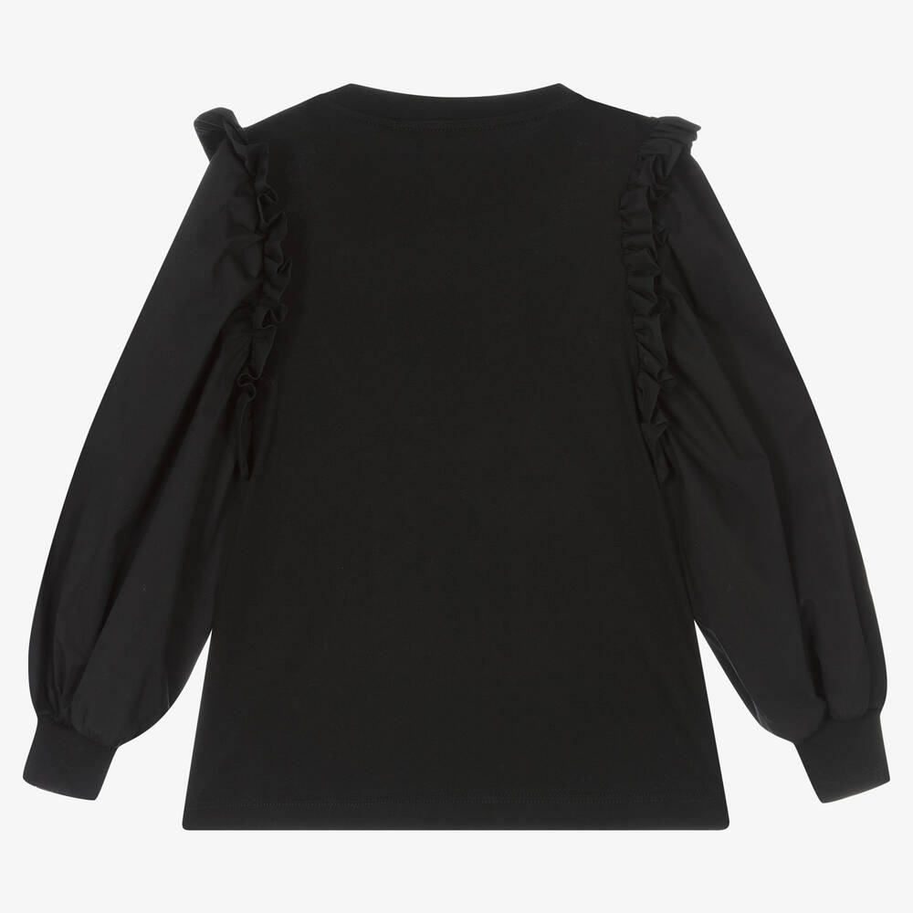 MSGM-Girls Black Cotton Logo Top | Childrensalon Outlet