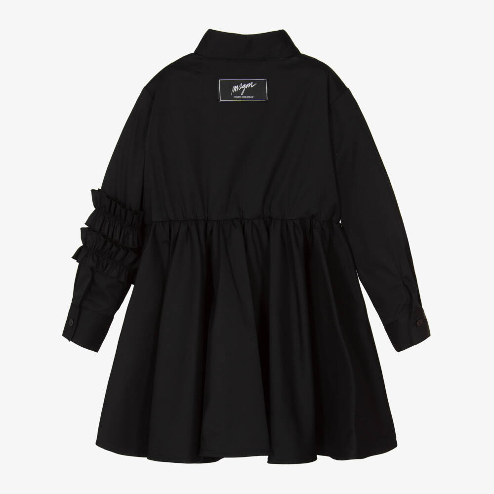 MSGM-Girls Black Cotton Ruffle Dress | Childrensalon Outlet
