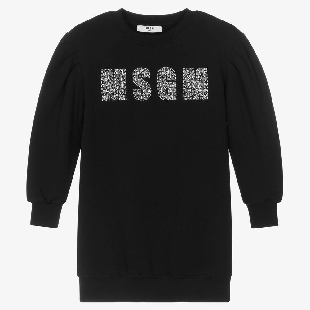 MSGM - Черное хлопковое платье-свитшот | Childrensalon