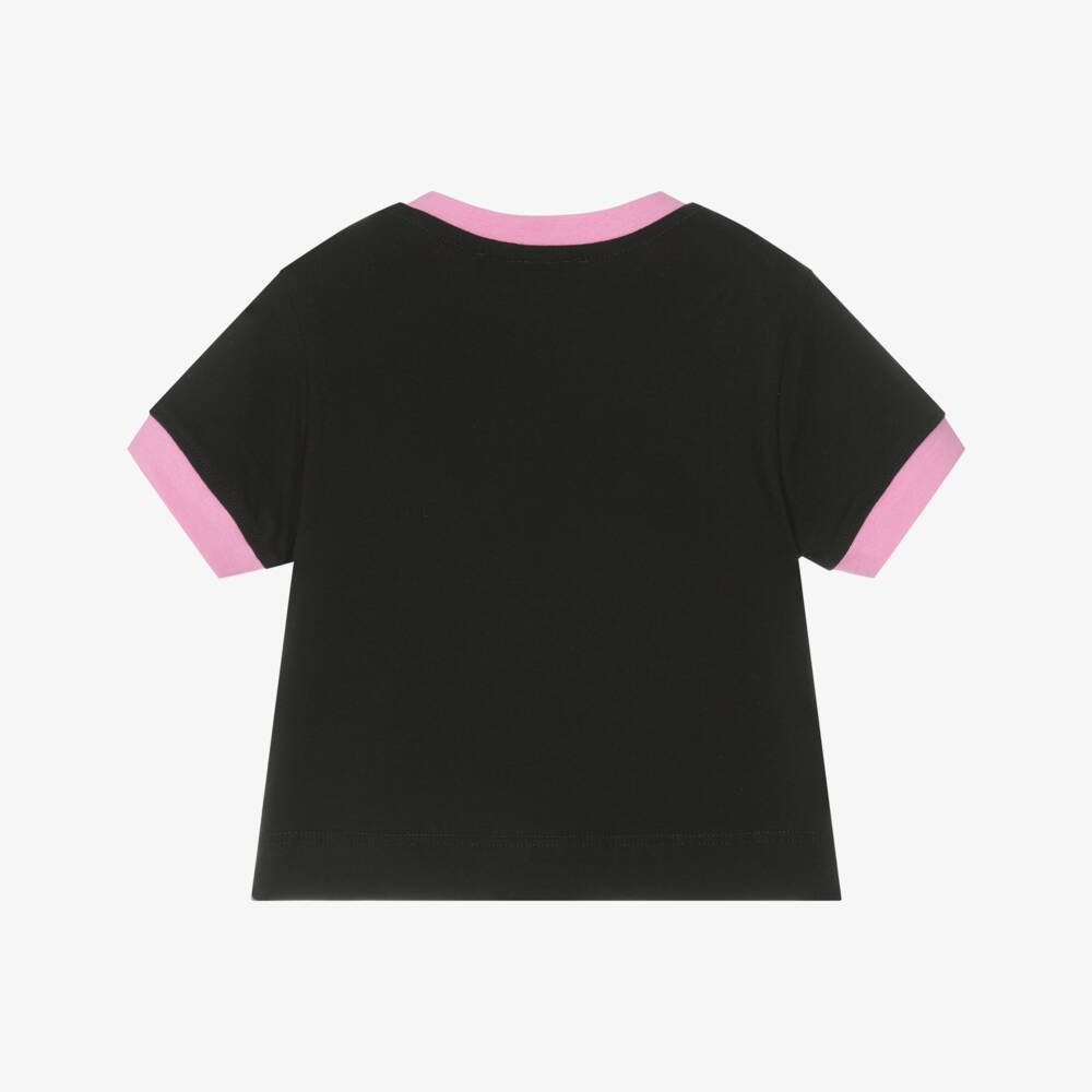 MSGM-Girls Black Cotton Tee with Logo | Childrensalon Outlet