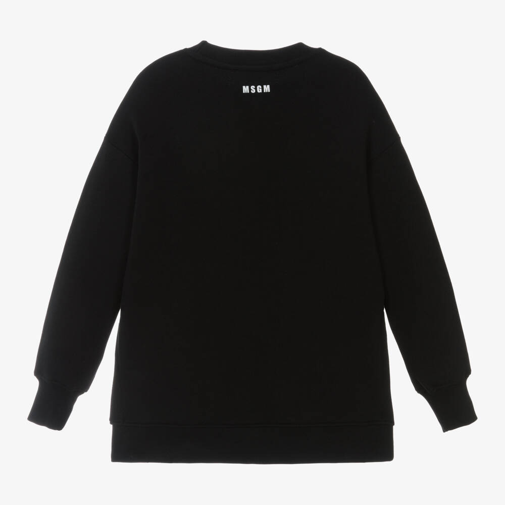 MSGM-Girls Black Diamanté Logo Dress | Childrensalon Outlet