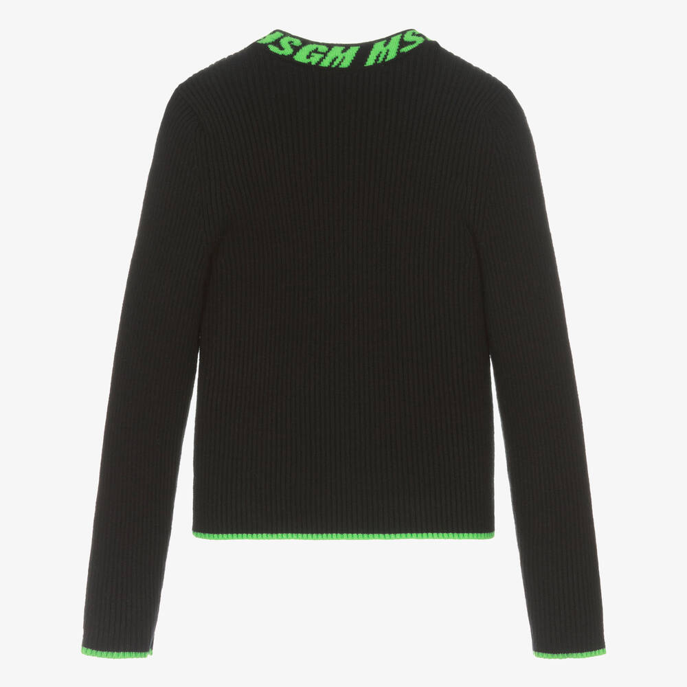 MSGM-Черный вязаный джемпер для девочек | Childrensalon Outlet