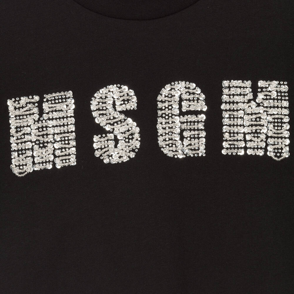 MSGM-Черная укороченная футболка для девочек | Childrensalon Outlet