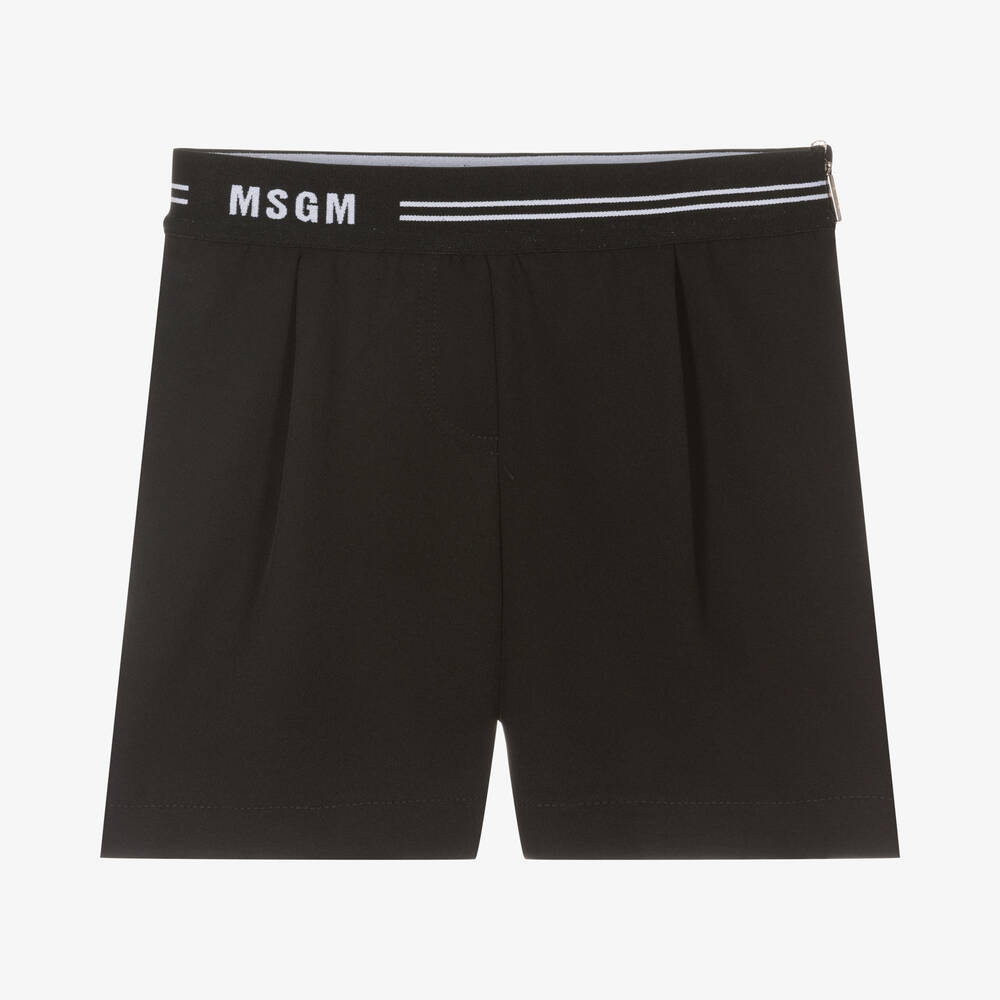 MSGM-Girls Black Logo Shorts | Childrensalon Outlet