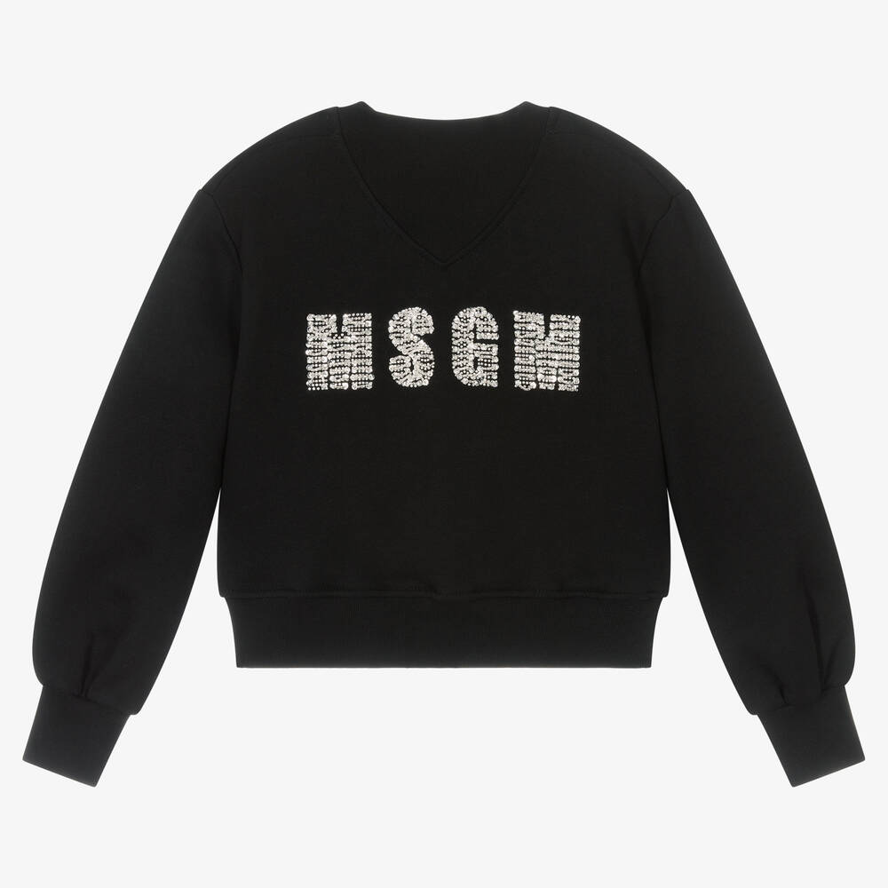 MSGM - Girls Black Logo Sweatshirt | Childrensalon