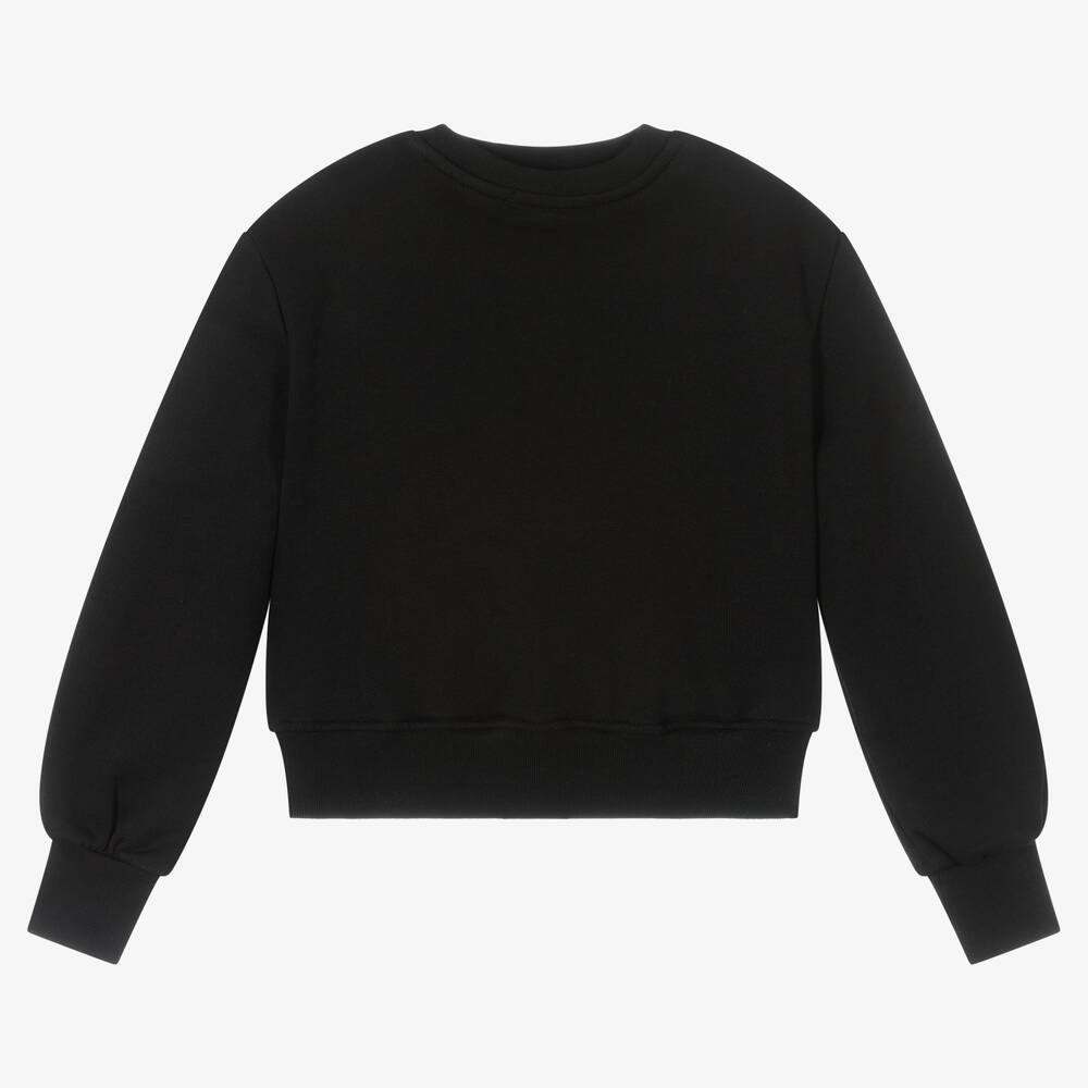 MSGM - Girls Black Logo Sweatshirt | Childrensalon Outlet