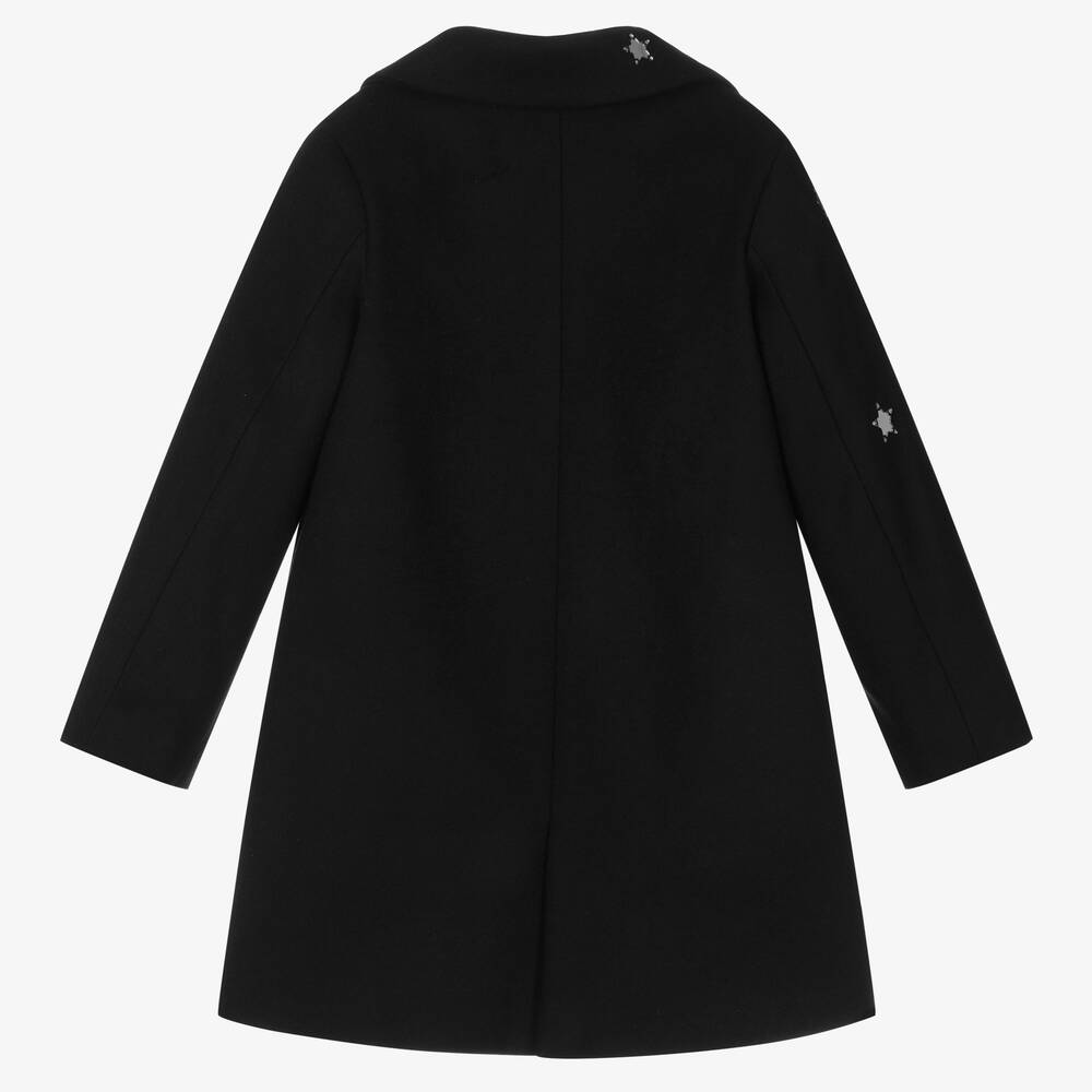 MSGM-Girls Black Mirrored Star Coat | Childrensalon Outlet