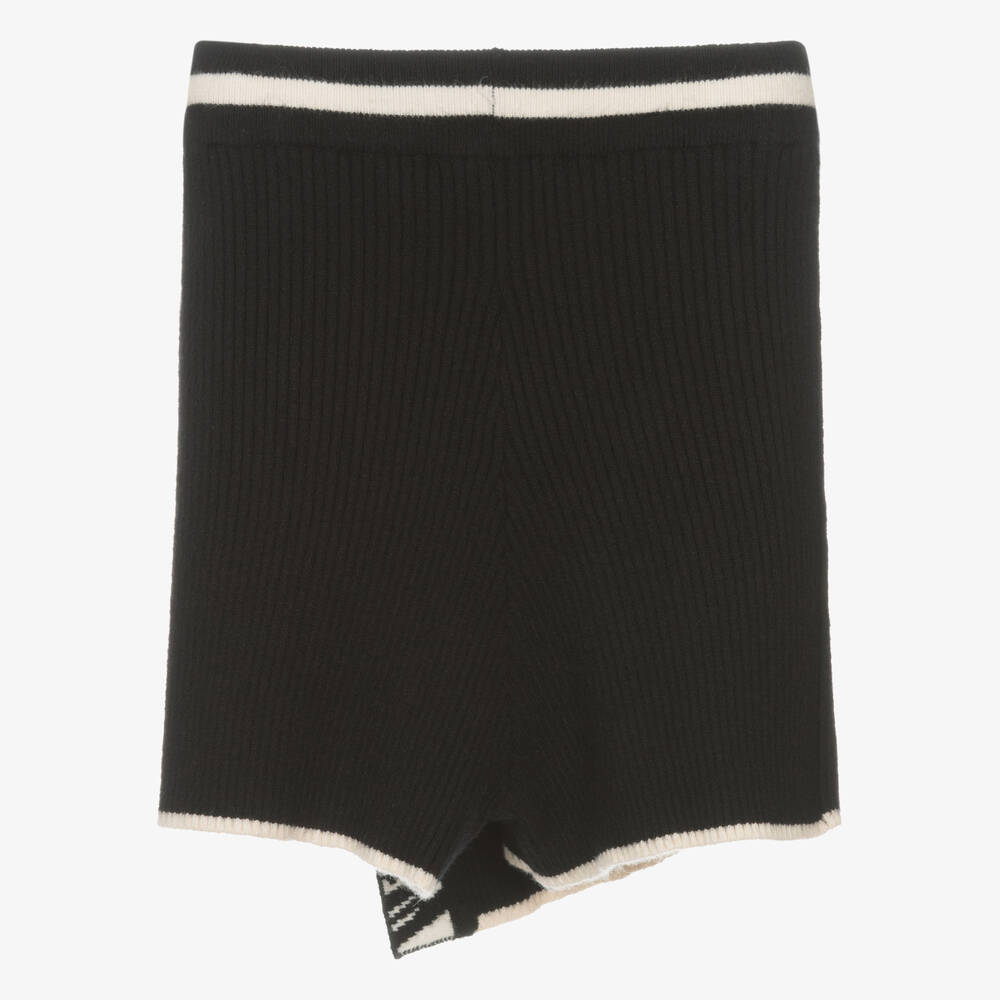 MSGM-Черная вязаная юбка-шорты в рубчик | Childrensalon Outlet