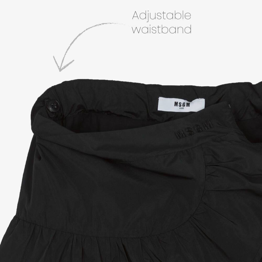 MSGM-Girls Black Ruffle Taffeta Skirt | Childrensalon Outlet