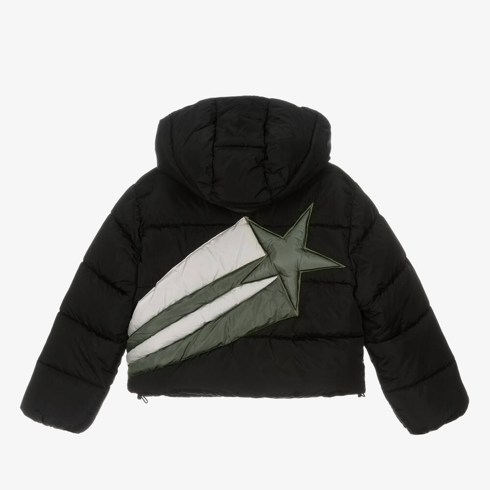 MSGM Girls Black Star Cropped Puffer Jacket