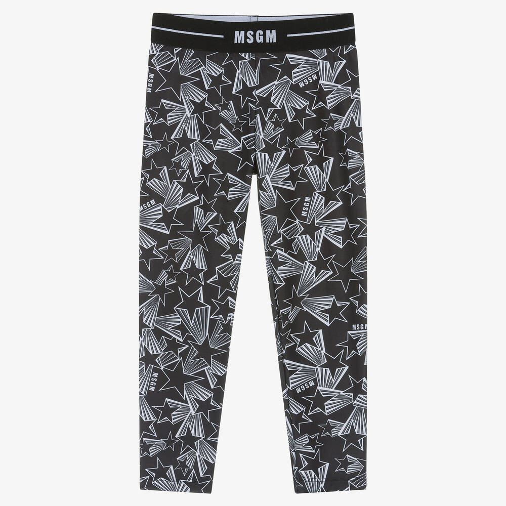 MSGM - Schwarze Leggings mit Stern-Print | Childrensalon