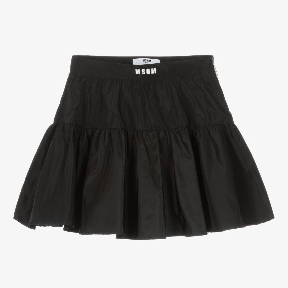 MSGM - Girls Black Taffeta Skirt | Childrensalon