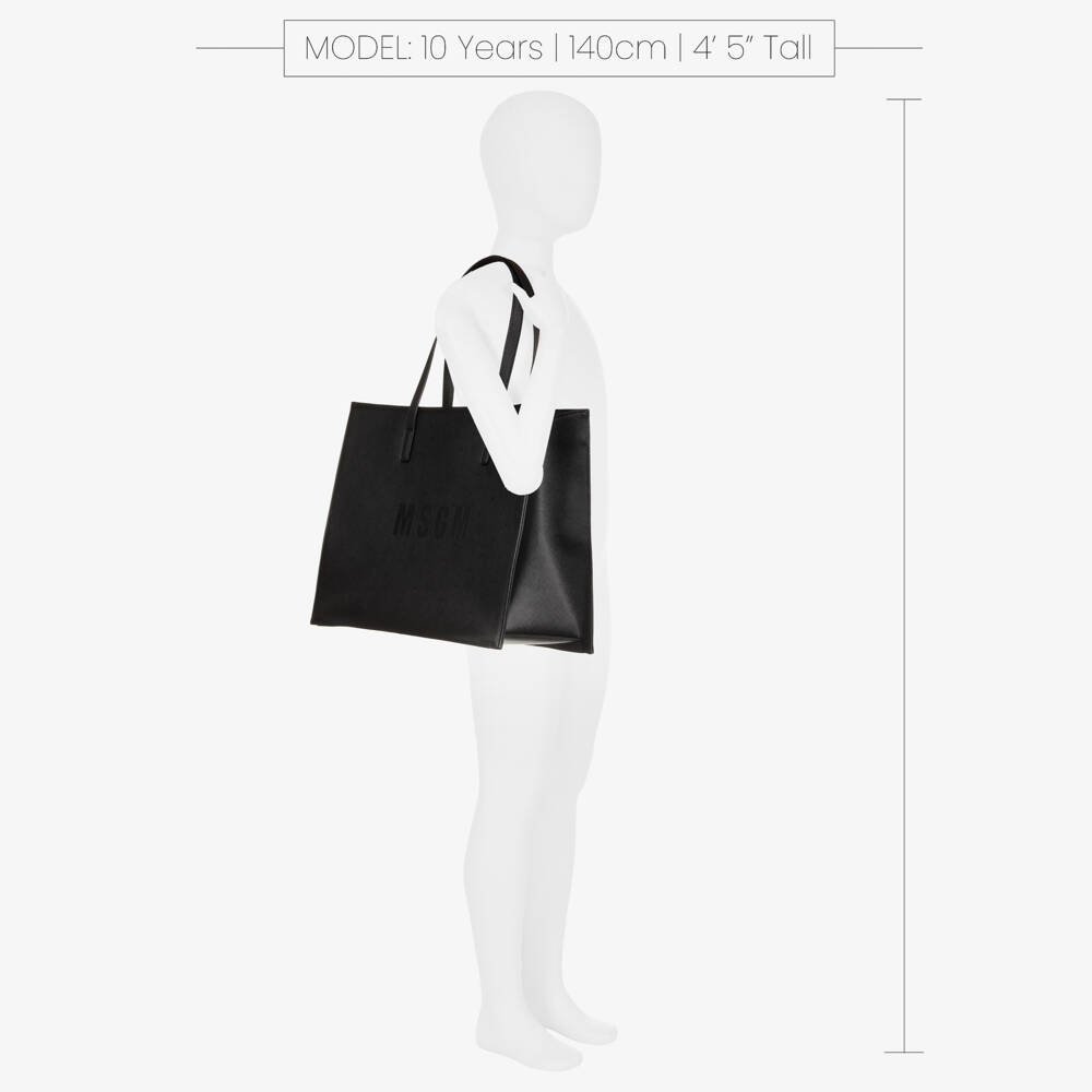 MSGM-Girls Black Textured Tote Bag | Childrensalon Outlet