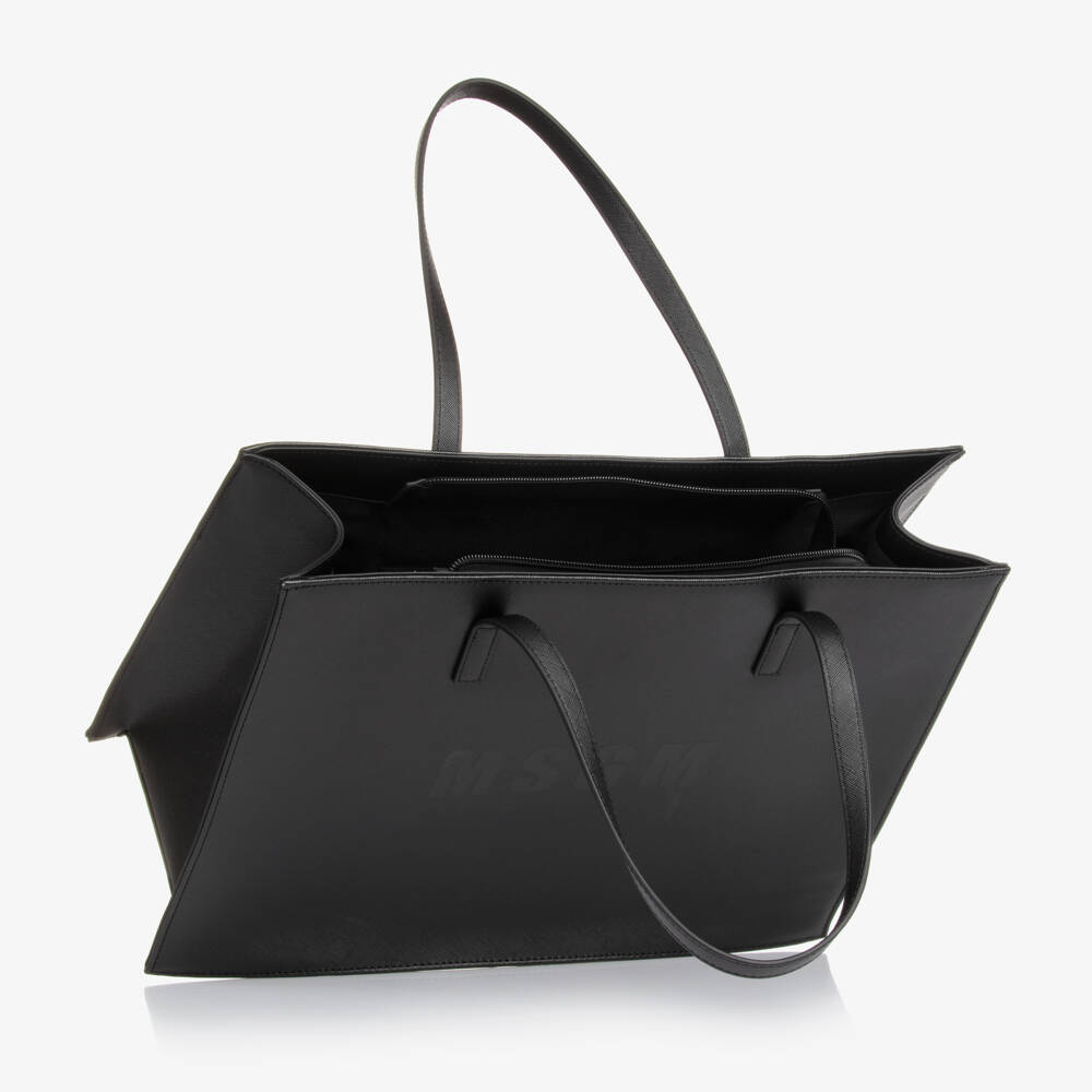 MSGM-Girls Black Textured Tote Bag | Childrensalon Outlet