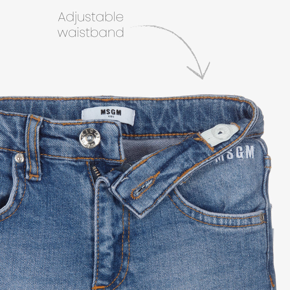 MSGM-Girls Blue Cotton Flared Jeans | Childrensalon Outlet