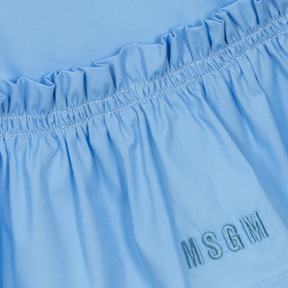 MSGM-Girls Blue Cotton Poplin Dress | Childrensalon Outlet