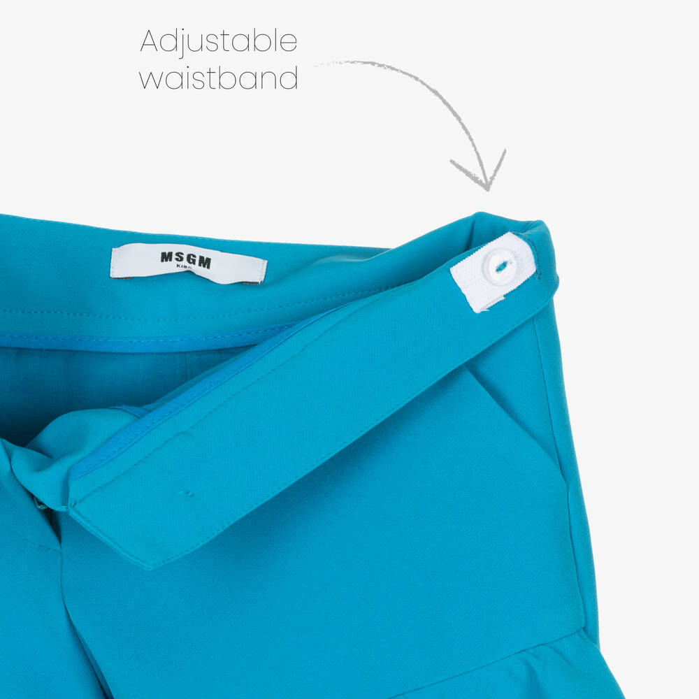 MSGM-Girls Blue Crêpe Frilled Shorts | Childrensalon Outlet