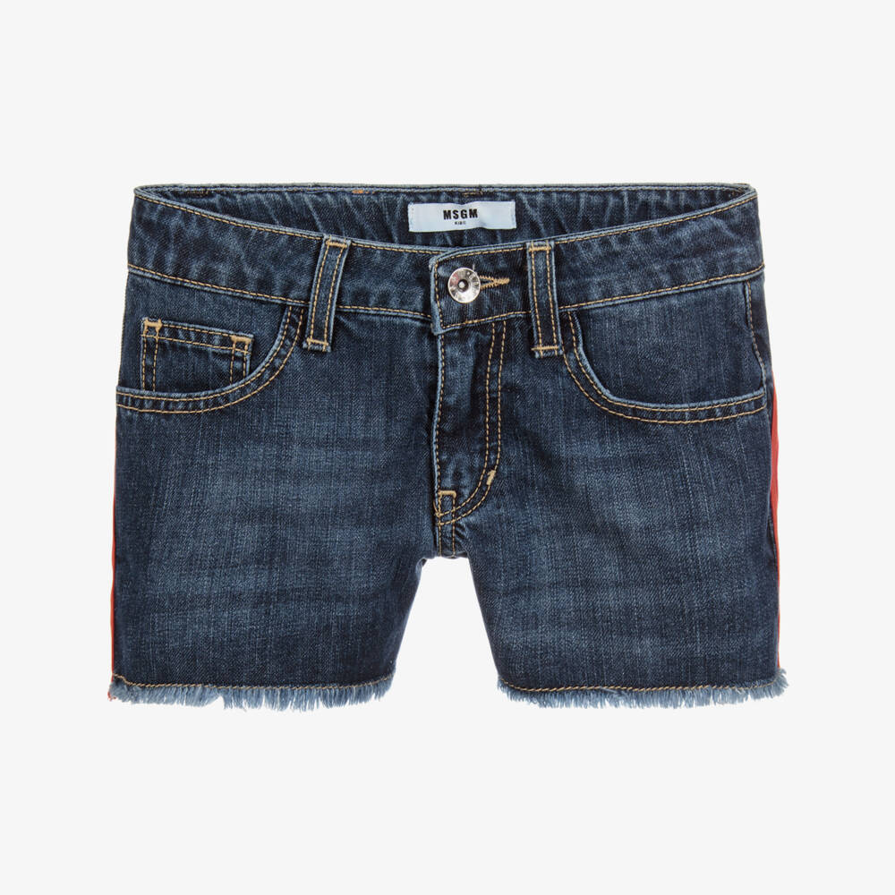 MSGM-Girls Blue Denim Shorts | Childrensalon Outlet