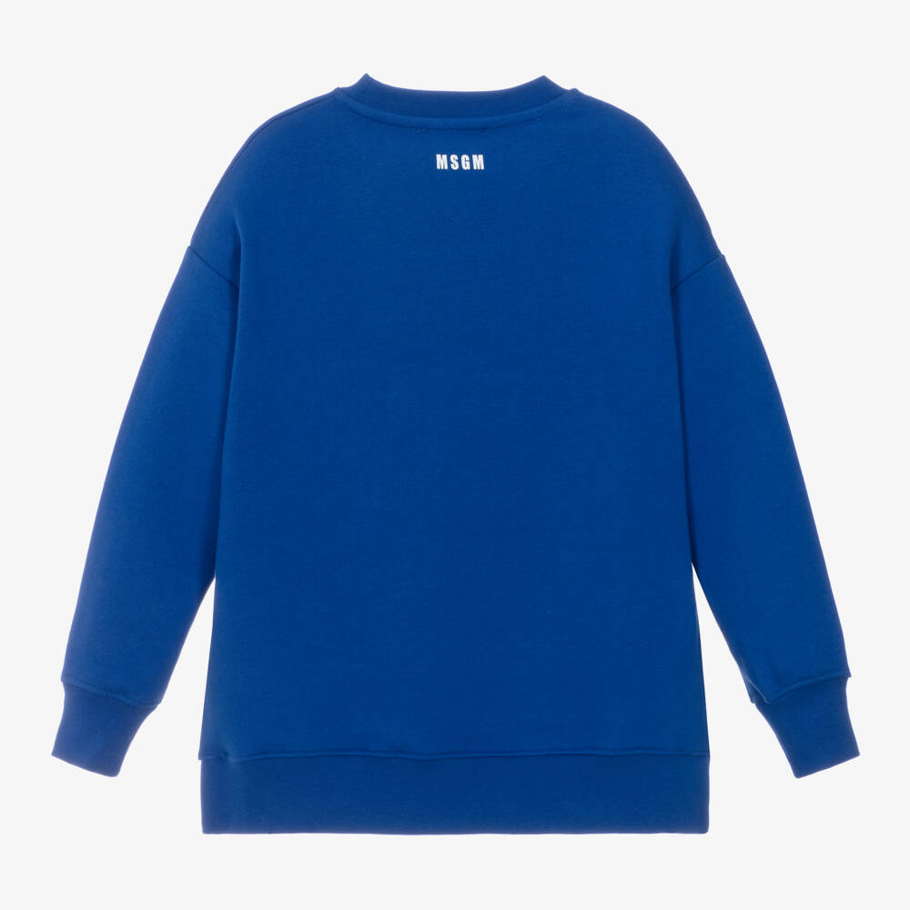 MSGM-Girls Blue Diamanté Cotton Dress | Childrensalon Outlet