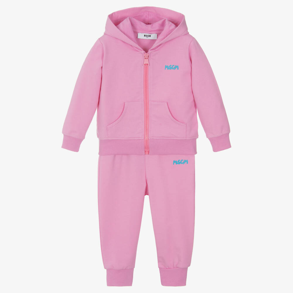 MSGM-Girls Blush Pink Hooded Cotton Set | Childrensalon Outlet
