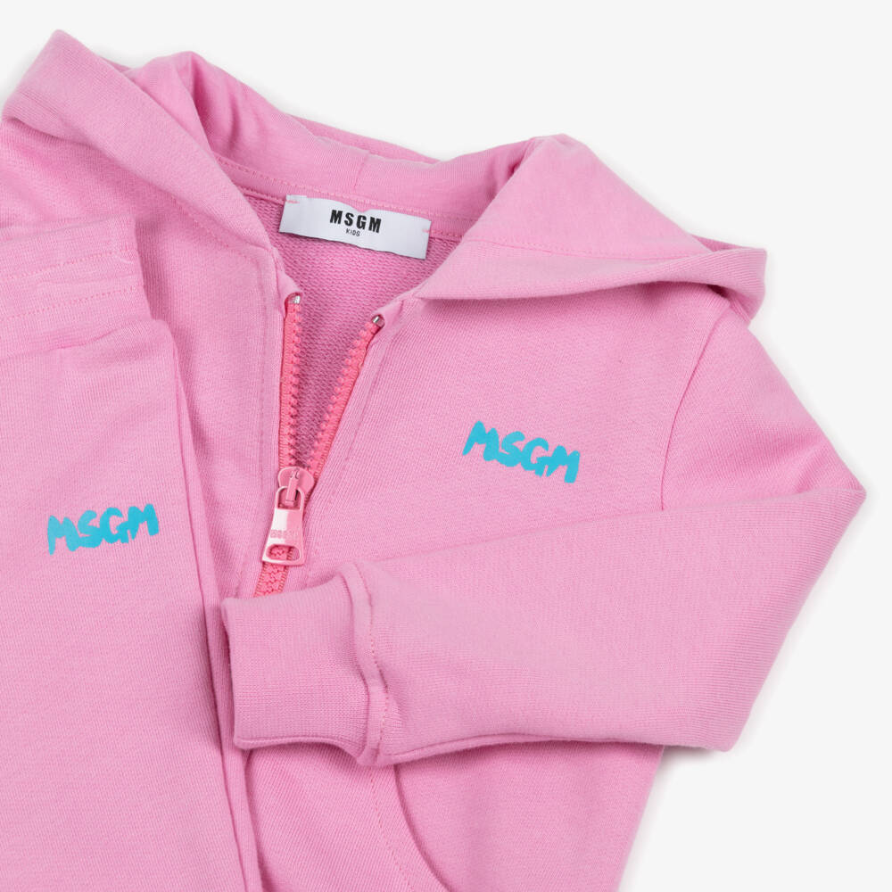 MSGM-Girls Blush Pink Hooded Cotton Set | Childrensalon Outlet